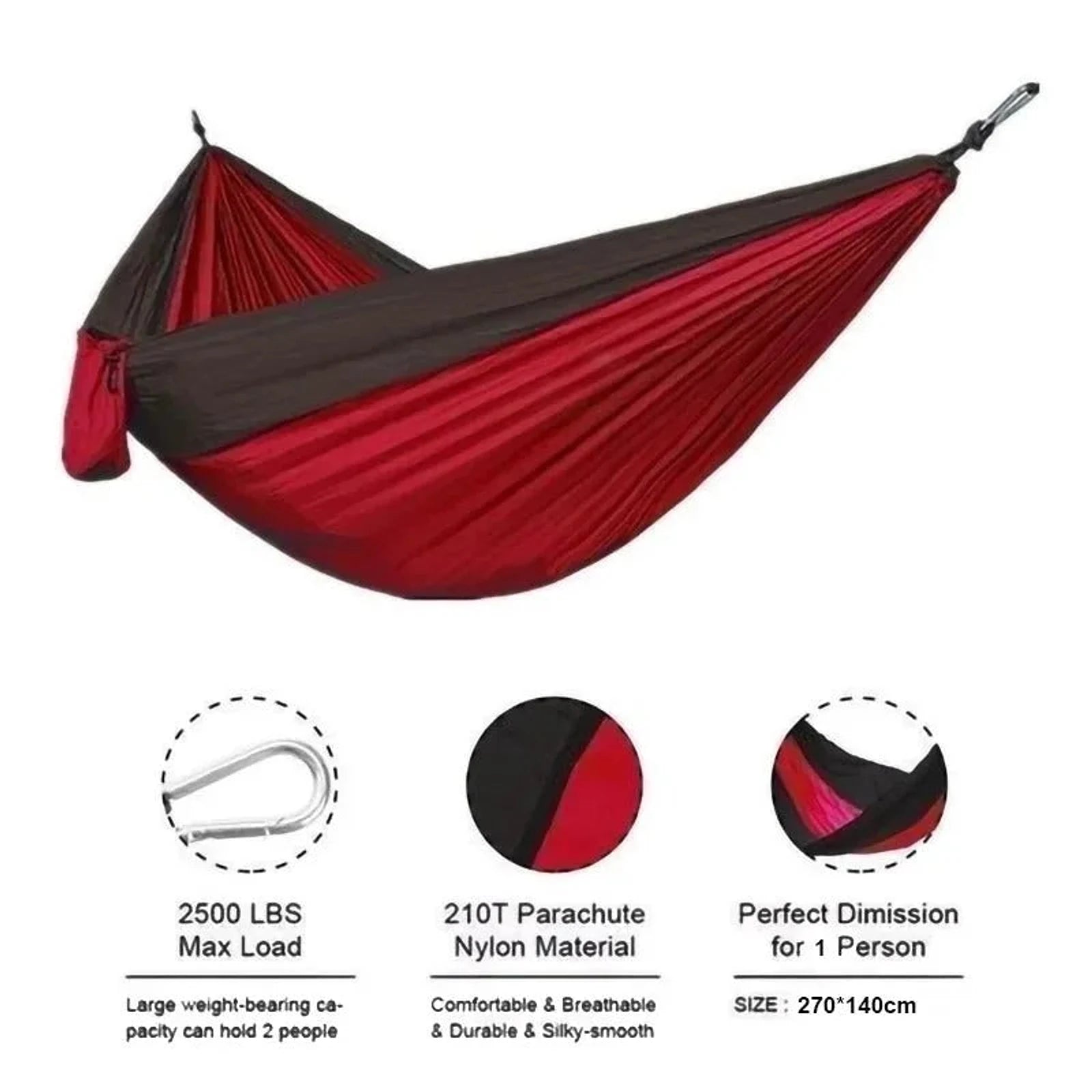 ערסל קמפינג Widesea Hammock PRO מפרט: עומס עד 300 ק"ג, מידות 270×140 ס"מ, בד מצנח ניילון 210T
