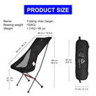 כיסא קמפינג מתקפל Widesea Easy Folding Lite, מידות: גובה 98 ס"מ, מושב 92 ס"מ, משקל 1.3 ק"ג, נשיאה עד 150 ק"ג
