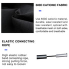 תקריב בד קורדורה 600D שחור של כיסא Widesea Easy Folding Lite עם גומיה מקשרת אלסטית לחיבור מהיר