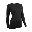 חולצה תרמית לנשים Wilderness Wear Light Merino שחורה, 100% צמר מרינו אוסטרלי 160 גרם, שרוולים ארוכים, מבט אלכסוני