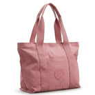 תיק נשיאה YALUNDISI דגם Tote Glossy Bag בצבע ורוד עתיק, בד סטון ווש מבריק עמיד למים, מבט מהצד