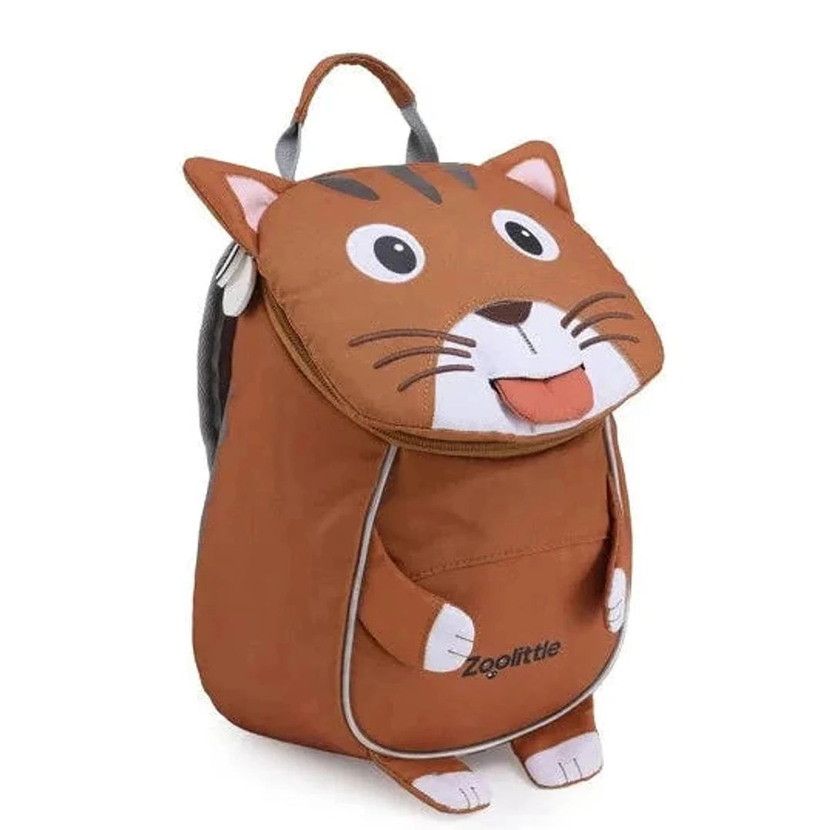 תיק גן לילדים ZOOLITTLE דגם Brown Cat בעיצוב חתול חום עם בד פוליאסטר חזק, מבט מזווית