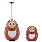 סט מזוודת ילדים 16 אינץ׳ ZOOLITTLE דגם Owl בצבע חום עם תיק גב תואם, עשויה מחומר פוליקרבונט, מבט חזית
