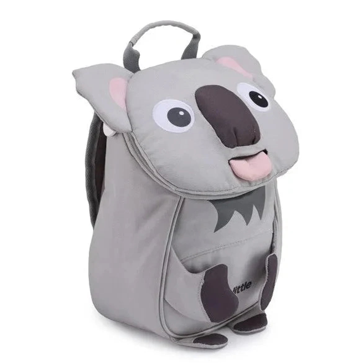 תיק גן לילדים ZOOLITTLE דגם Koala בגודל 20x12x30 סנטימטרים ונפח 6.5 ליטר, עם תא חיצוני בסגירת רוכסן, מבט מזווית