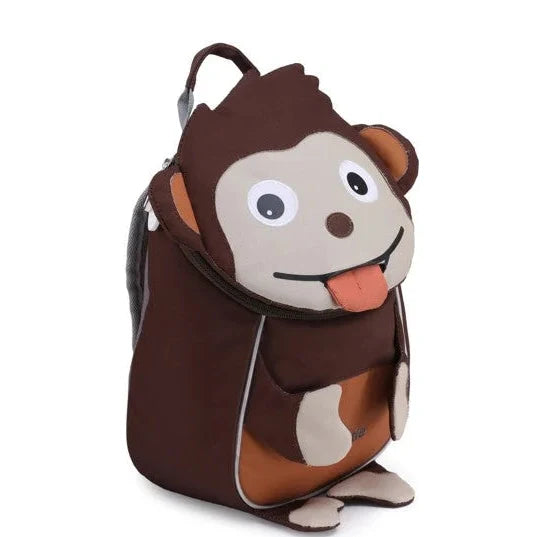 תיק גן ZOOLITTLE דגם Monkey לילדים בצבע חום, בד פוליאסטר עמיד מוגן מים, מבט מזווית