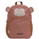 תיק גן לילדים ZOOLITTLE דגם Little Monkey עם עיצוב קוף חמוד, בד פוליאסטר עמיד במידות 34x25x10 סמ, מבט מלפנים