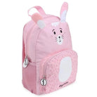 תיק גן ZOOLITTLE דגם Rabbit לילדים בצבע ורוד עם כיס רשת לבקבוק ותא חיצוני ברוכסן, מבט צד-קדמי