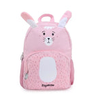 תיק גן ZOOLITTLE דגם Rabbit לילדים בצבע ורוד, עשוי בד פוליאסטר חזק בצפיפות גבוהה, מבט מלפנים