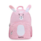 תיק גן ZOOLITTLE דגם Rabbit לילדים בצבע ורוד, עשוי בד פוליאסטר חזק בצפיפות גבוהה, מבט מלפנים
